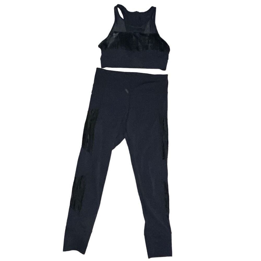 Zyia Active Women’s Size Medium All Star Zip Up Athletic Bra Leggings Set Black